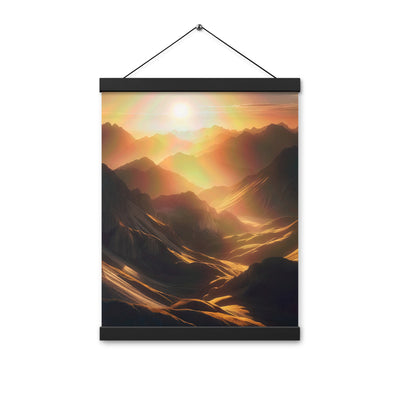 Foto der goldenen Stunde in den Bergen mit warmem Schein über zerklüftetem Gelände - Premium Poster mit Aufhängung berge xxx yyy zzz 30.5 x 40.6 cm