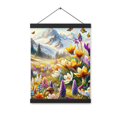 Aquarell einer ruhigen Almwiese, farbenfrohe Bergblumen in den Alpen - Premium Poster mit Aufhängung berge xxx yyy zzz 30.5 x 40.6 cm