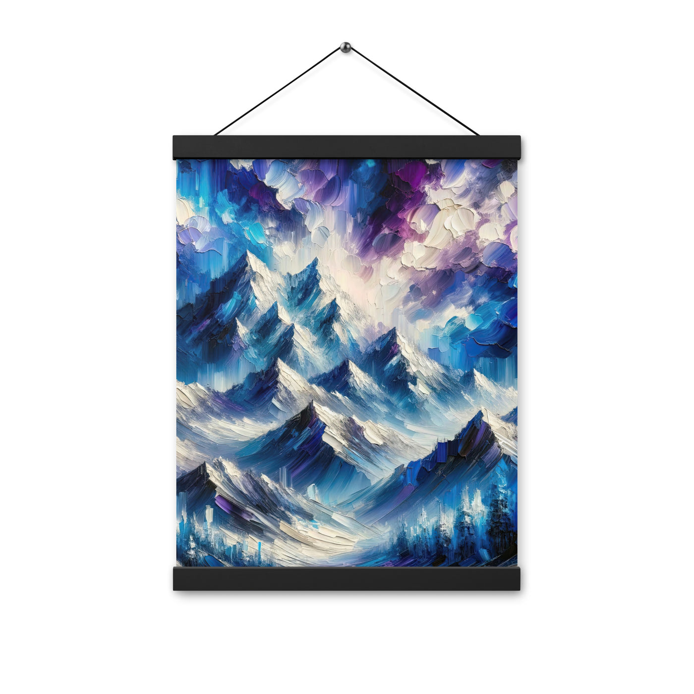 Alpenabstraktion mit dramatischem Himmel in Öl - Premium Poster mit Aufhängung berge xxx yyy zzz 30.5 x 40.6 cm