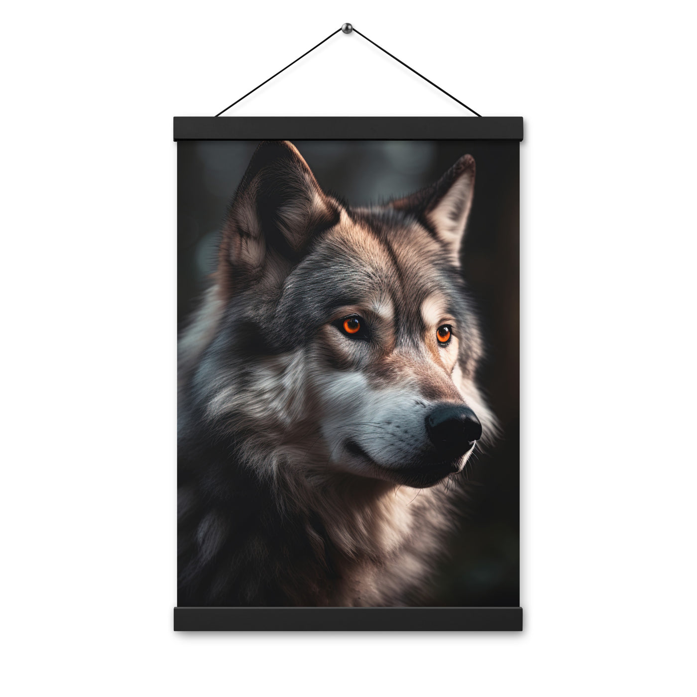 Wolf Porträt - Fotorealistische Malerei - Premium Poster mit Aufhängung camping xxx 30.5 x 45.7 cm