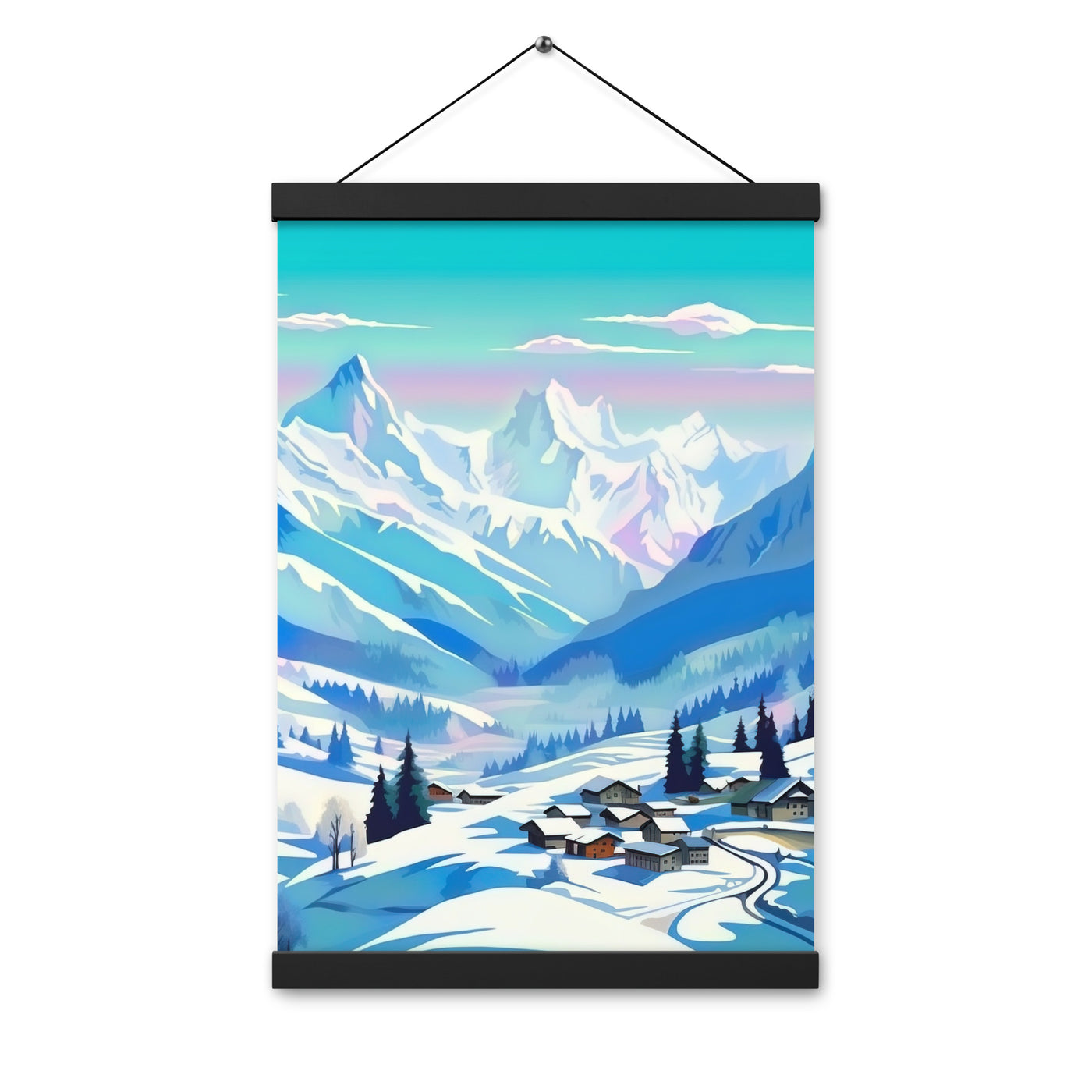 Berge und Schnee - Landschaft - Premium Poster mit Aufhängung ski xxx 30.5 x 45.7 cm