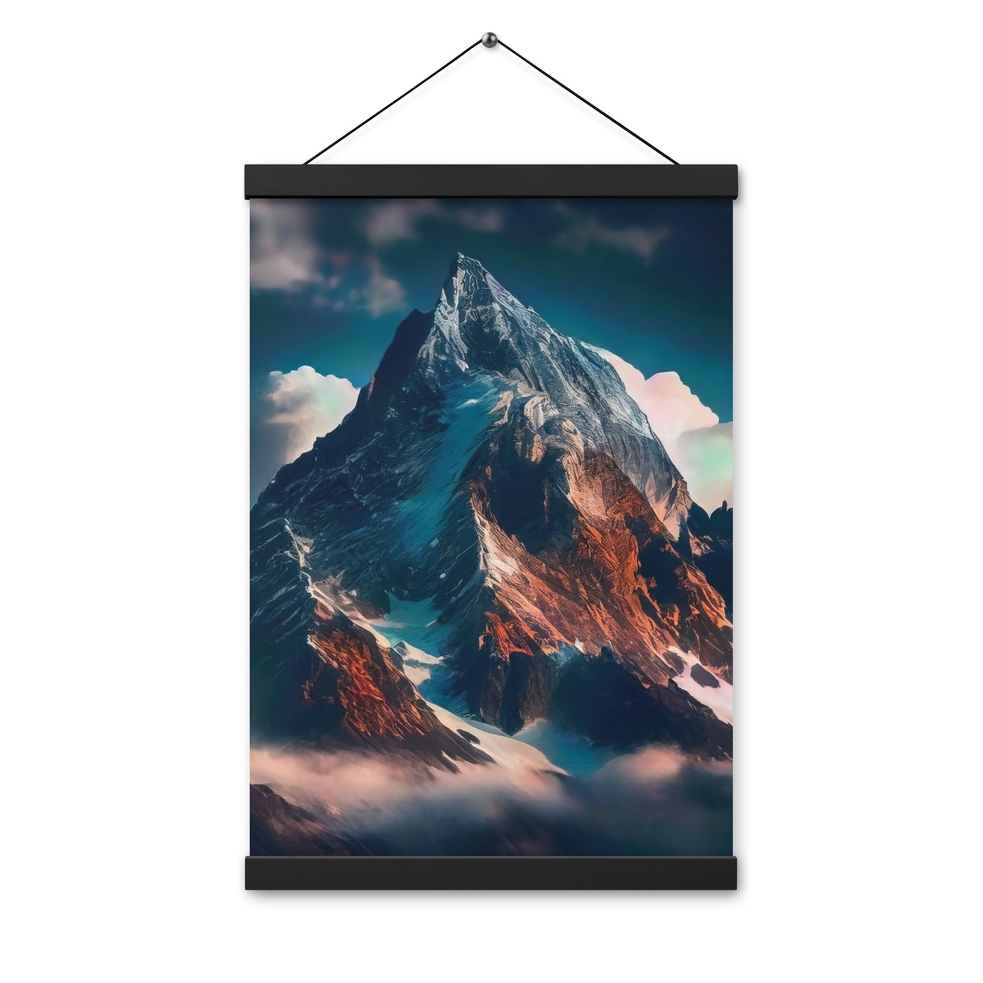 Berge und Nebel - Premium Poster mit Aufhängung berge xxx Black 30.5 x 45.7 cm