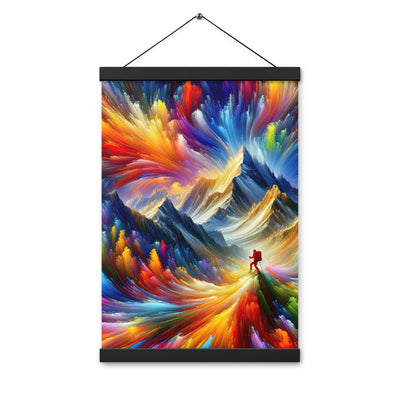 Alpen im Farbsturm mit erleuchtetem Wanderer - Abstrakt - Premium Poster mit Aufhängung wandern xxx yyy zzz 30.5 x 45.7 cm