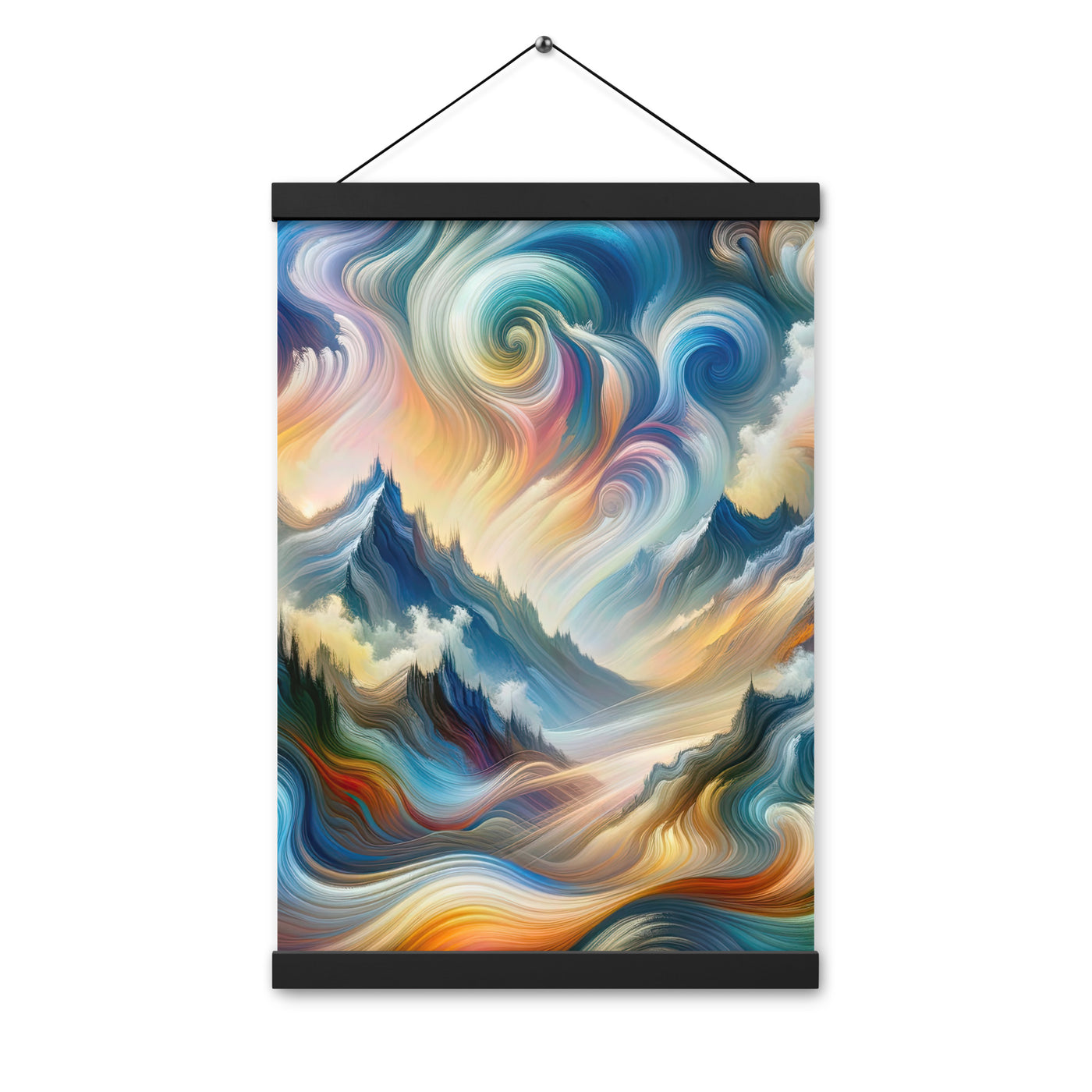 Ätherische schöne Alpen in lebendigen Farbwirbeln - Abstrakte Berge - Premium Poster mit Aufhängung berge xxx yyy zzz 30.5 x 45.7 cm