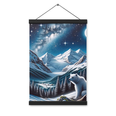 Sternennacht und Eisbär: Acrylgemälde mit Milchstraße, Alpen und schneebedeckte Gipfel - Premium Poster mit Aufhängung camping xxx yyy zzz 30.5 x 45.7 cm