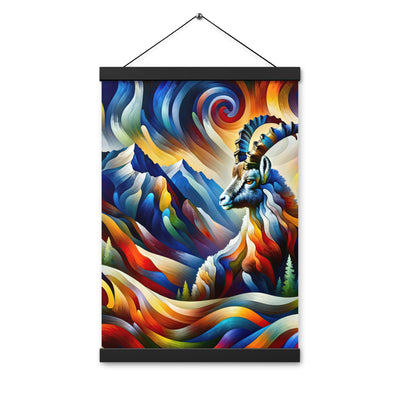 Alpiner Steinbock: Abstrakte Farbflut und lebendige Berge - Premium Poster mit Aufhängung berge xxx yyy zzz 30.5 x 45.7 cm