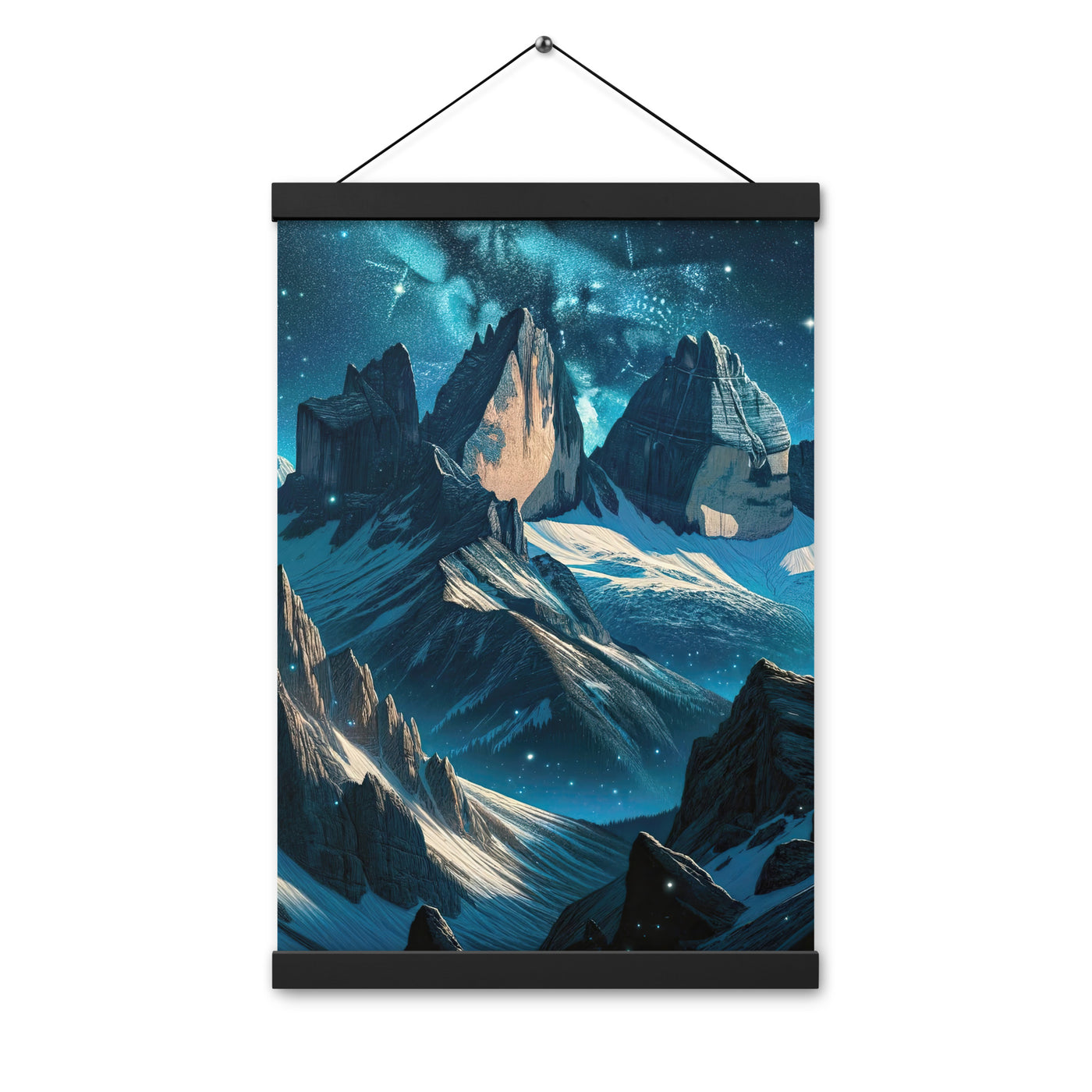 Fuchs in Alpennacht: Digitale Kunst der eisigen Berge im Mondlicht - Premium Poster mit Aufhängung camping xxx yyy zzz 30.5 x 45.7 cm
