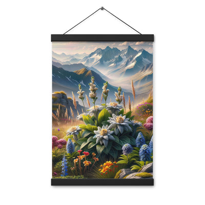 Alpine Flora: Digitales Kunstwerk mit lebendigen Blumen - Premium Poster mit Aufhängung berge xxx yyy zzz 30.5 x 45.7 cm