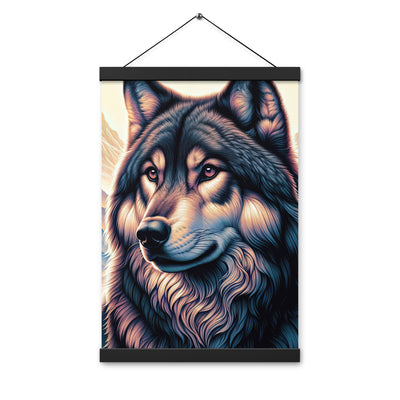 Majestätischer, glänzender Wolf in leuchtender Illustration (AN) - Premium Poster mit Aufhängung xxx yyy zzz 30.5 x 45.7 cm