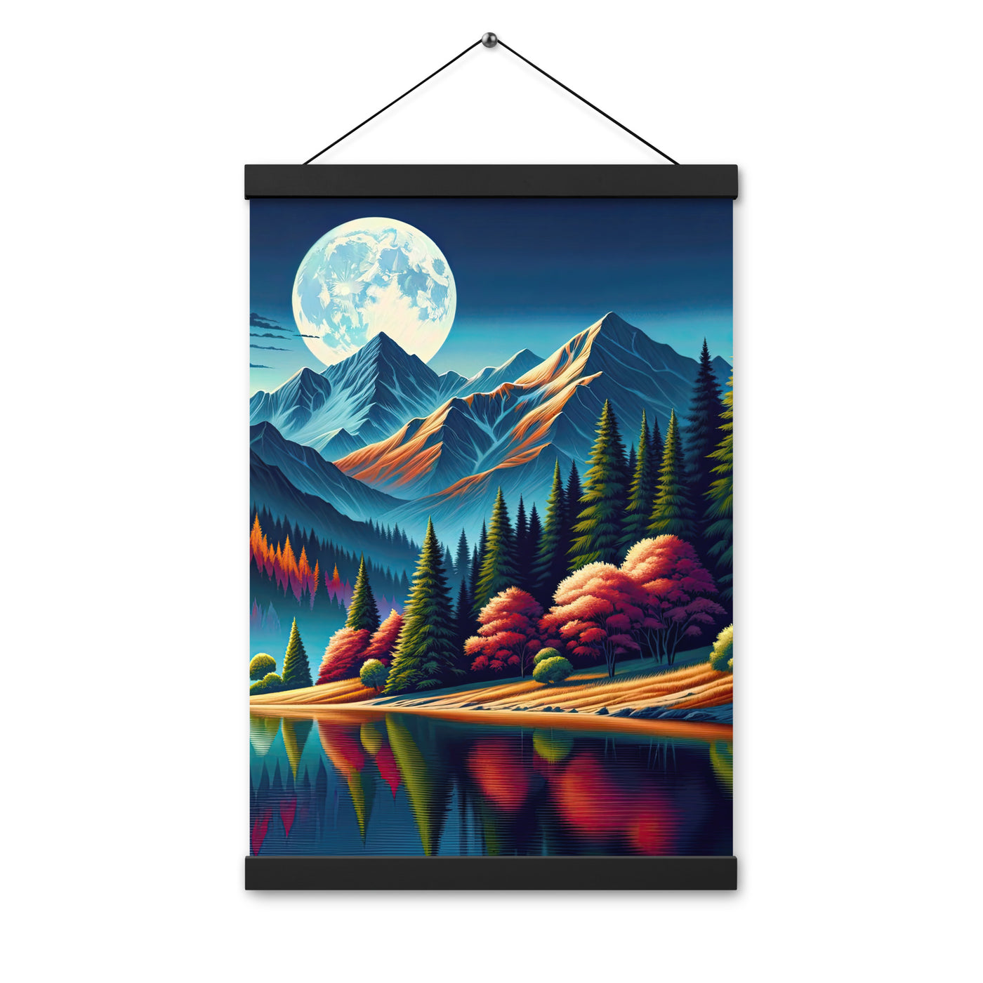 Ruhiger Herbstabend in den Alpen, grün-rote Berge - Premium Poster mit Aufhängung berge xxx yyy zzz 30.5 x 45.7 cm