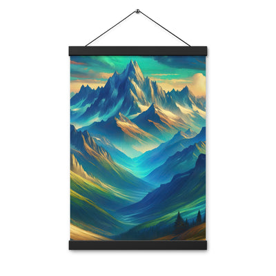 Atemberaubende alpine Komposition mit majestätischen Gipfeln und Tälern - Premium Poster mit Aufhängung berge xxx yyy zzz 30.5 x 45.7 cm