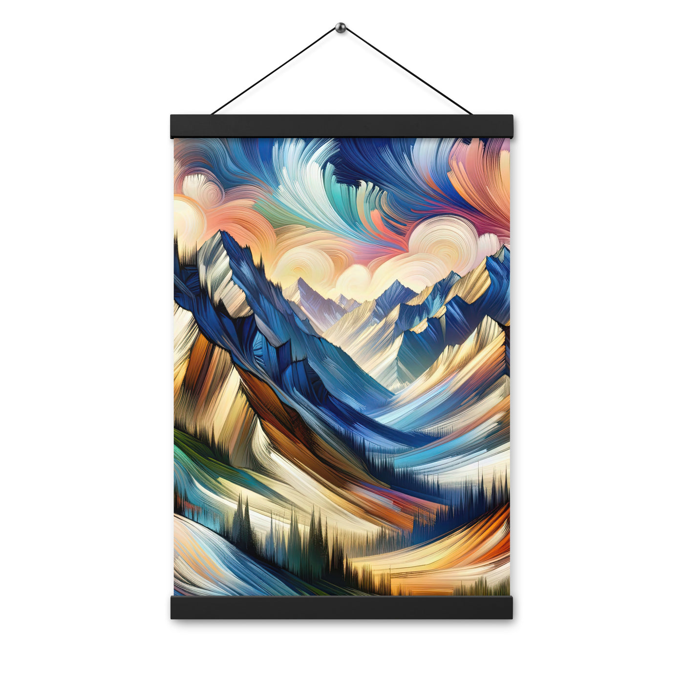 Alpen in abstrakter Expressionismus-Manier, wilde Pinselstriche - Premium Poster mit Aufhängung berge xxx yyy zzz 30.5 x 45.7 cm