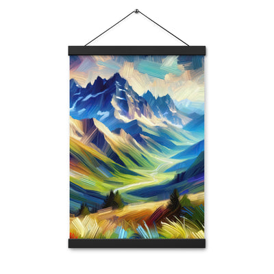 Impressionistische Alpen, lebendige Farbtupfer und Lichteffekte - Premium Poster mit Aufhängung berge xxx yyy zzz 30.5 x 45.7 cm