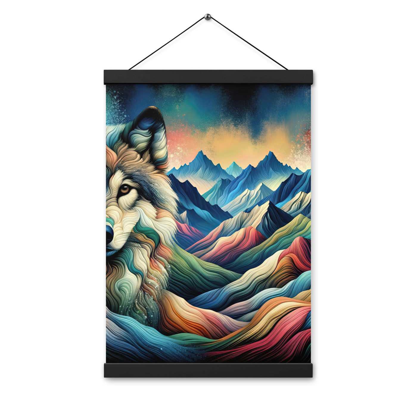 Traumhaftes Alpenpanorama mit Wolf in wechselnden Farben und Mustern (AN) - Premium Poster mit Aufhängung xxx yyy zzz 30.5 x 45.7 cm