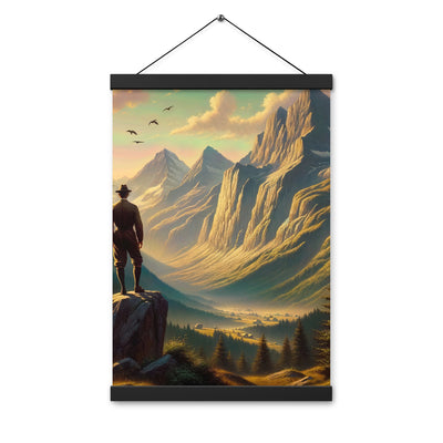 Ölgemälde eines Schweizer Wanderers in den Alpen bei goldenem Sonnenlicht - Premium Poster mit Aufhängung wandern xxx yyy zzz 30.5 x 45.7 cm