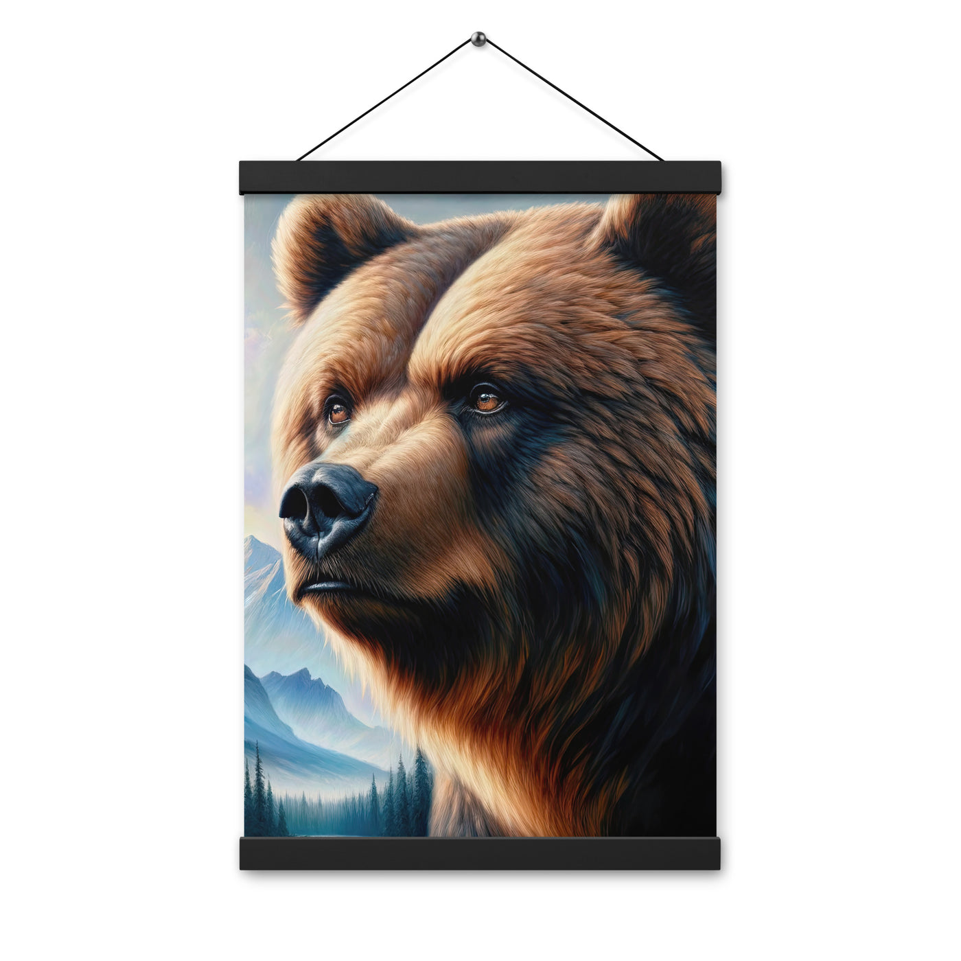 Ölgemälde, das das Gesicht eines starken realistischen Bären einfängt. Porträt - Premium Poster mit Aufhängung camping xxx yyy zzz 30.5 x 45.7 cm