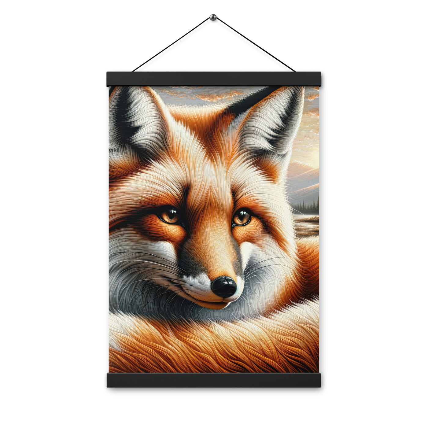 Ölgemälde eines nachdenklichen Fuchses mit weisem Blick - Premium Poster mit Aufhängung camping xxx yyy zzz 30.5 x 45.7 cm