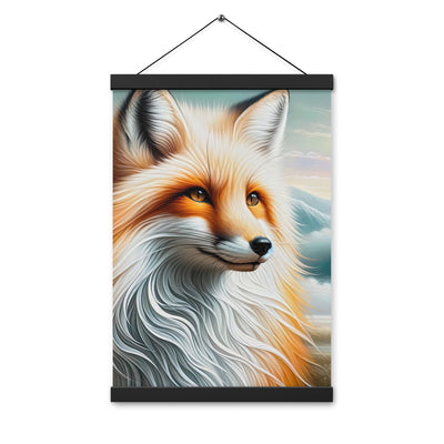 Ölgemälde eines anmutigen, intelligent blickenden Fuchses in Orange-Weiß - Premium Poster mit Aufhängung camping xxx yyy zzz 30.5 x 45.7 cm
