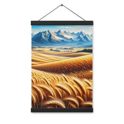 Ölgemälde eines weiten bayerischen Weizenfeldes, golden im Wind (TR) - Premium Poster mit Aufhängung xxx yyy zzz 30.5 x 45.7 cm
