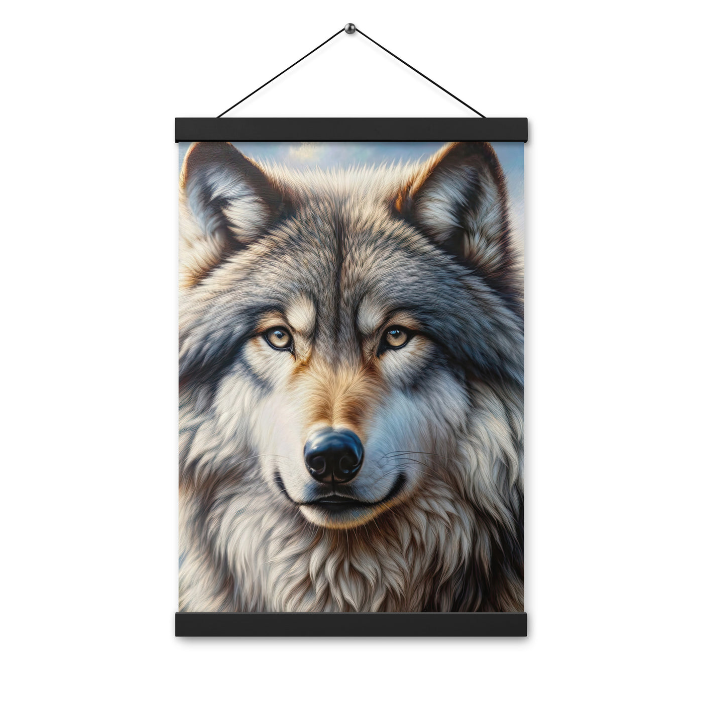 Porträt-Ölgemälde eines prächtigen Wolfes mit faszinierenden Augen (AN) - Premium Poster mit Aufhängung xxx yyy zzz 30.5 x 45.7 cm