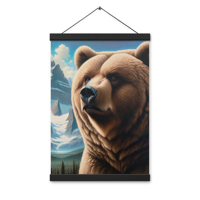 Realistisches Ölgemälde eines männlichen Bären in den Bergen mit Fokus auf Stärke und Schärfe - Enhanced Matte Paper Poster With Hanger camping xxx yyy zzz 30.5 x 45.7 cm