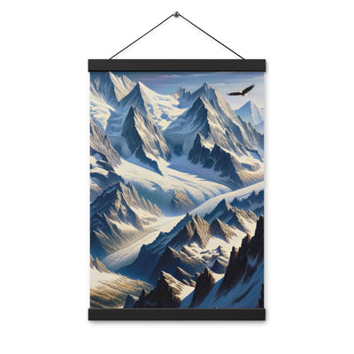 Ölgemälde der Alpen mit hervorgehobenen zerklüfteten Geländen im Licht und Schatten - Premium Poster mit Aufhängung berge xxx yyy zzz 30.5 x 45.7 cm