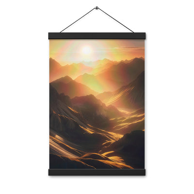 Foto der goldenen Stunde in den Bergen mit warmem Schein über zerklüftetem Gelände - Premium Poster mit Aufhängung berge xxx yyy zzz 30.5 x 45.7 cm