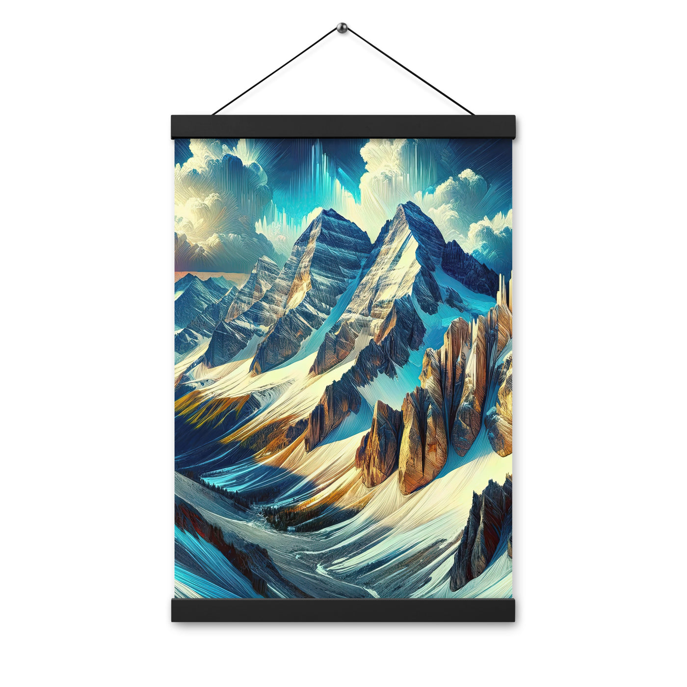Majestätische Alpen in zufällig ausgewähltem Kunststil - Premium Poster mit Aufhängung berge xxx yyy zzz 30.5 x 45.7 cm