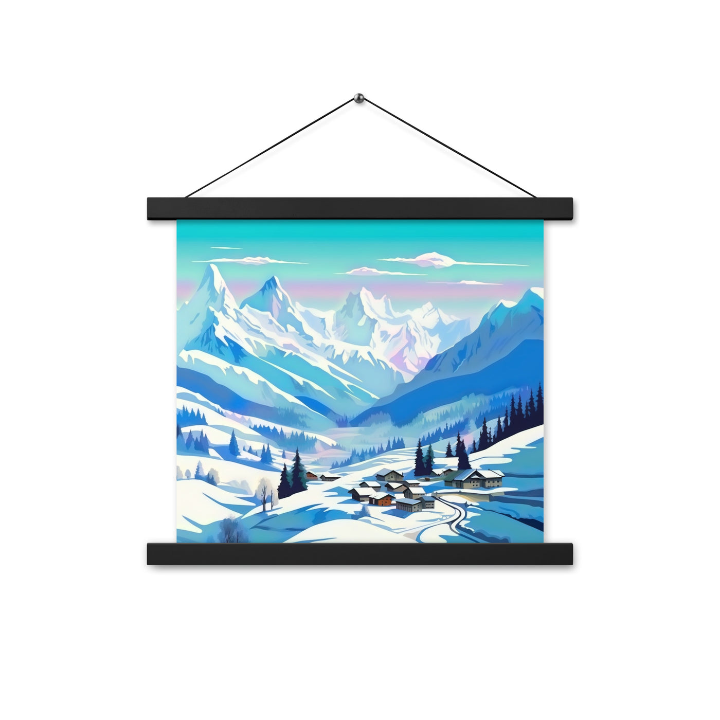 Berge und Schnee - Landschaft - Premium Poster mit Aufhängung ski xxx 35.6 x 35.6 cm
