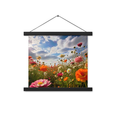 Blumenfeld und Sonnenschein - Premium Poster mit Aufhängung camping xxx 35.6 x 35.6 cm