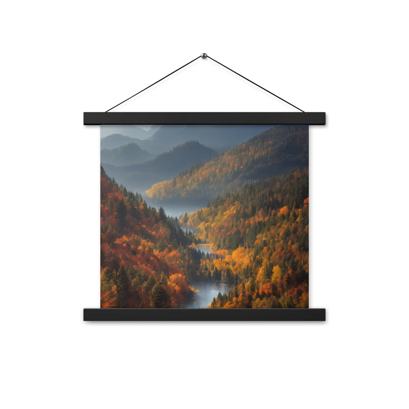 Berge, Wald und Nebel - Malerei - Premium Poster mit Aufhängung berge xxx 35.6 x 35.6 cm