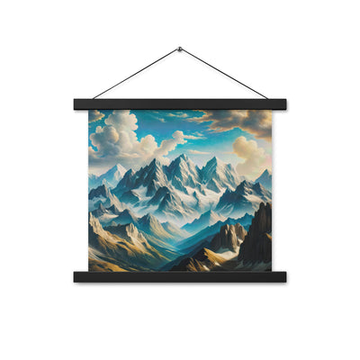 Ein Gemälde von Bergen, das eine epische Atmosphäre ausstrahlt. Kunst der Frührenaissance - Premium Poster mit Aufhängung berge xxx yyy zzz 35.6 x 35.6 cm