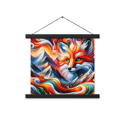 Abstrakte Kunst der Alpen voller lebendiger Farben und dynamischer Bewegung. Es dominiert ein farbiger Fuchs - Enhanced Matte Paper camping xxx yyy zzz 35.6 x 35.6 cm