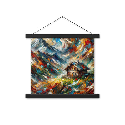 Expressionistisches Farbchaos der Alpen und Schönheit der Berge - Abstrakt - Premium Poster mit Aufhängung berge xxx yyy zzz 35.6 x 35.6 cm