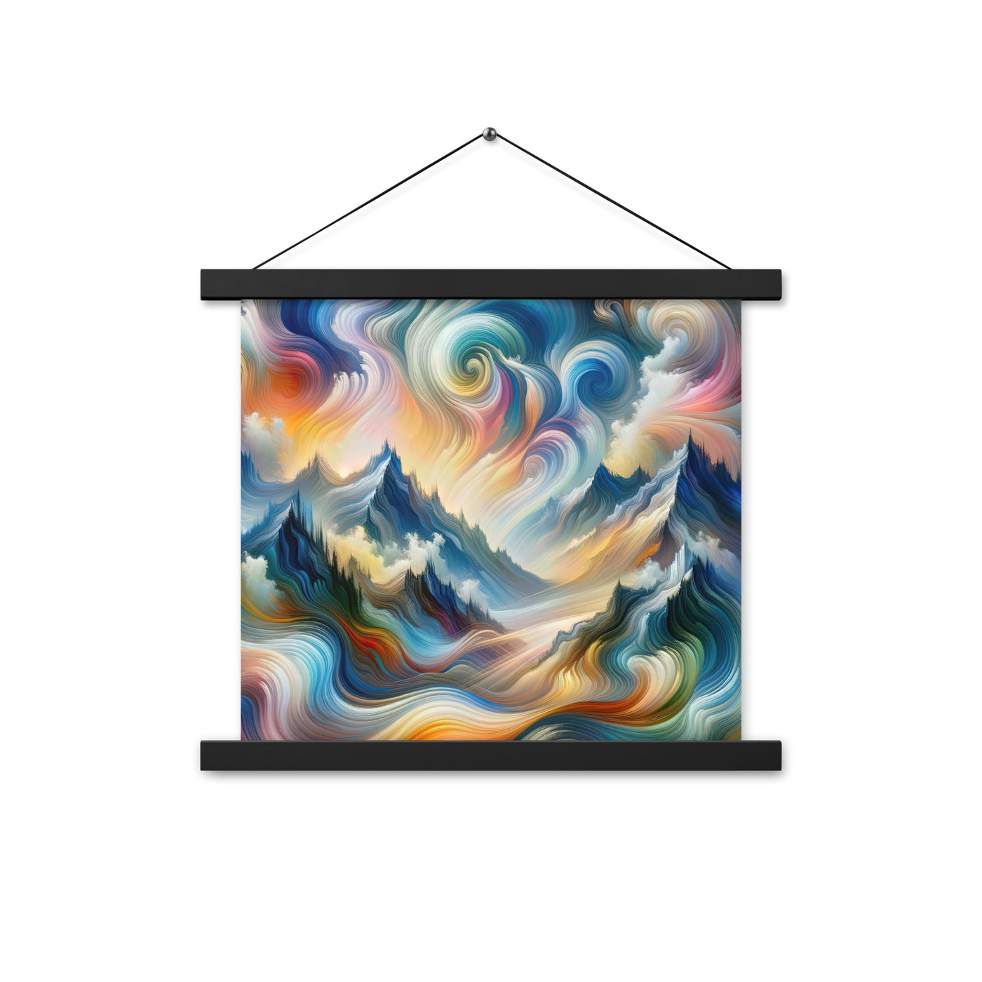 Ätherische schöne Alpen in lebendigen Farbwirbeln - Abstrakte Berge - Premium Poster mit Aufhängung berge xxx yyy zzz 35.6 x 35.6 cm