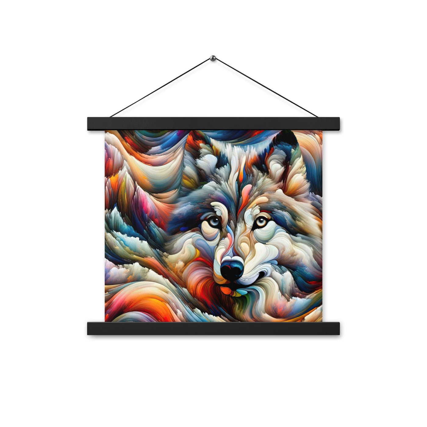 Abstrakte Kunst der Alpen mit einem Wolf. Chaotischer Tanz aus Farben und Formen. Surreale Landschaft (AN) - Enhanced Matte Paper Poster xxx yyy zzz 35.6 x 35.6 cm