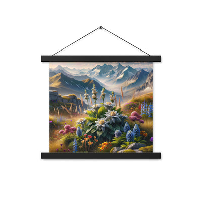 Alpine Flora: Digitales Kunstwerk mit lebendigen Blumen - Premium Poster mit Aufhängung berge xxx yyy zzz 35.6 x 35.6 cm