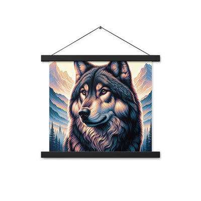 Majestätischer, glänzender Wolf in leuchtender Illustration (AN) - Premium Poster mit Aufhängung xxx yyy zzz 35.6 x 35.6 cm