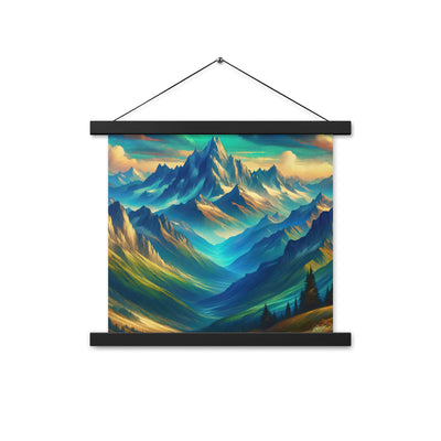 Atemberaubende alpine Komposition mit majestätischen Gipfeln und Tälern - Premium Poster mit Aufhängung berge xxx yyy zzz 35.6 x 35.6 cm
