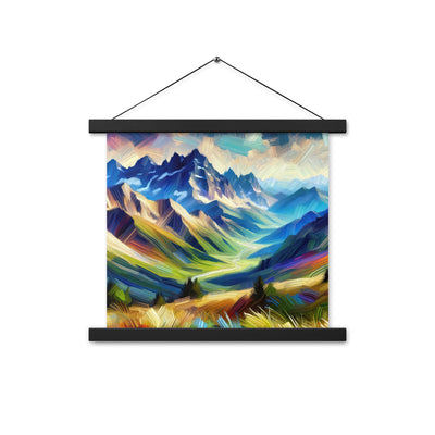 Impressionistische Alpen, lebendige Farbtupfer und Lichteffekte - Premium Poster mit Aufhängung berge xxx yyy zzz 35.6 x 35.6 cm