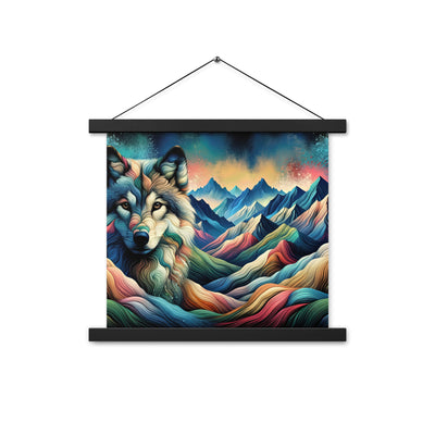 Traumhaftes Alpenpanorama mit Wolf in wechselnden Farben und Mustern (AN) - Premium Poster mit Aufhängung xxx yyy zzz 35.6 x 35.6 cm
