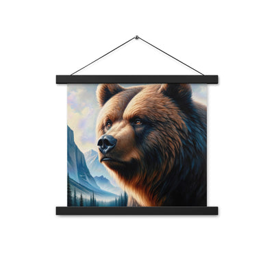 Ölgemälde, das das Gesicht eines starken realistischen Bären einfängt. Porträt - Premium Poster mit Aufhängung camping xxx yyy zzz 35.6 x 35.6 cm