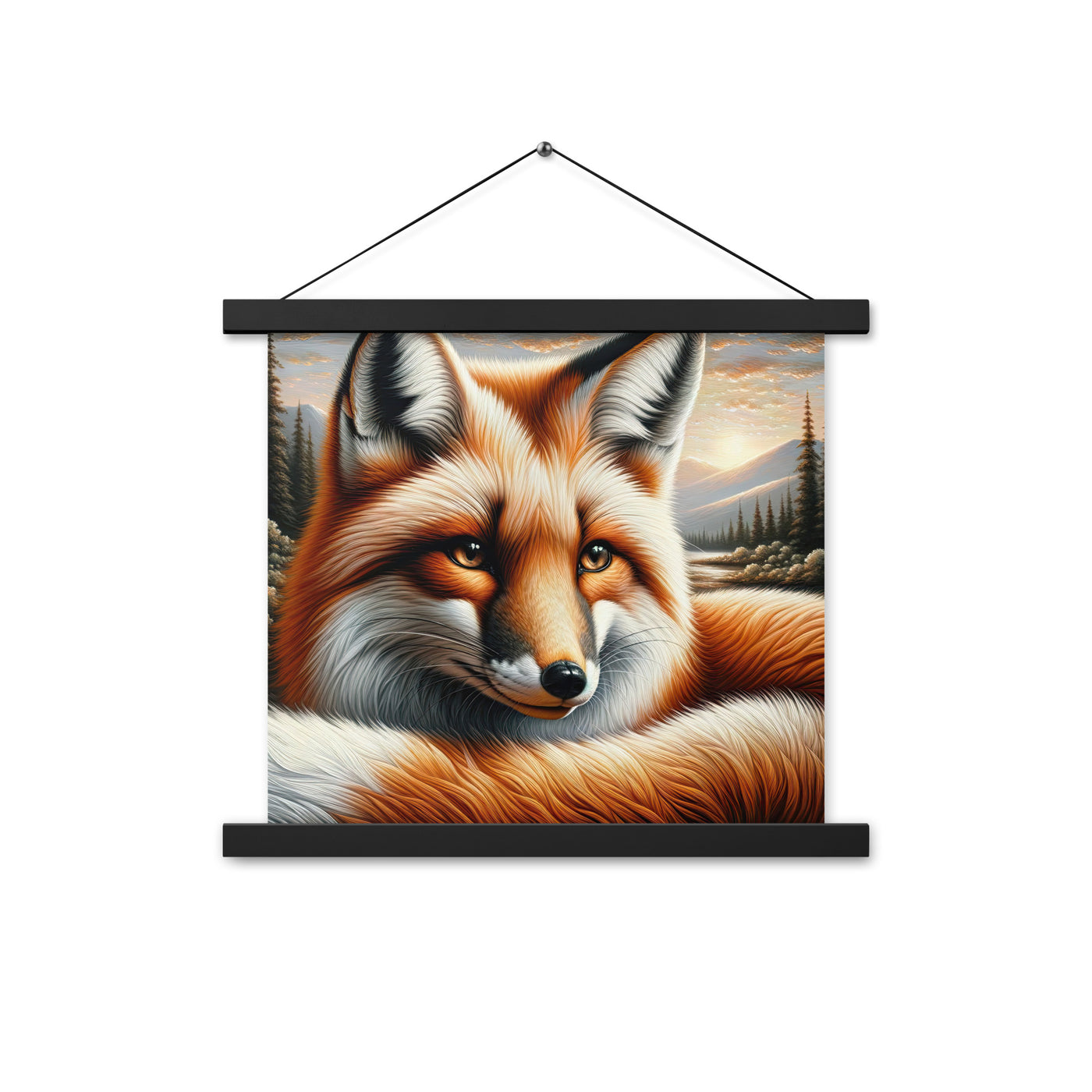 Ölgemälde eines nachdenklichen Fuchses mit weisem Blick - Premium Poster mit Aufhängung camping xxx yyy zzz 35.6 x 35.6 cm