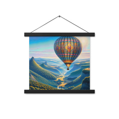 Ölgemälde einer ruhigen Szene mit verziertem Heißluftballon - Premium Poster mit Aufhängung berge xxx yyy zzz 35.6 x 35.6 cm
