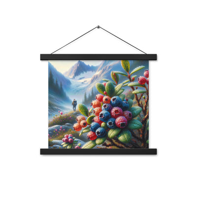 Ölgemälde einer Nahaufnahme von Alpenbeeren in satten Farben und zarten Texturen - Premium Poster mit Aufhängung wandern xxx yyy zzz 35.6 x 35.6 cm