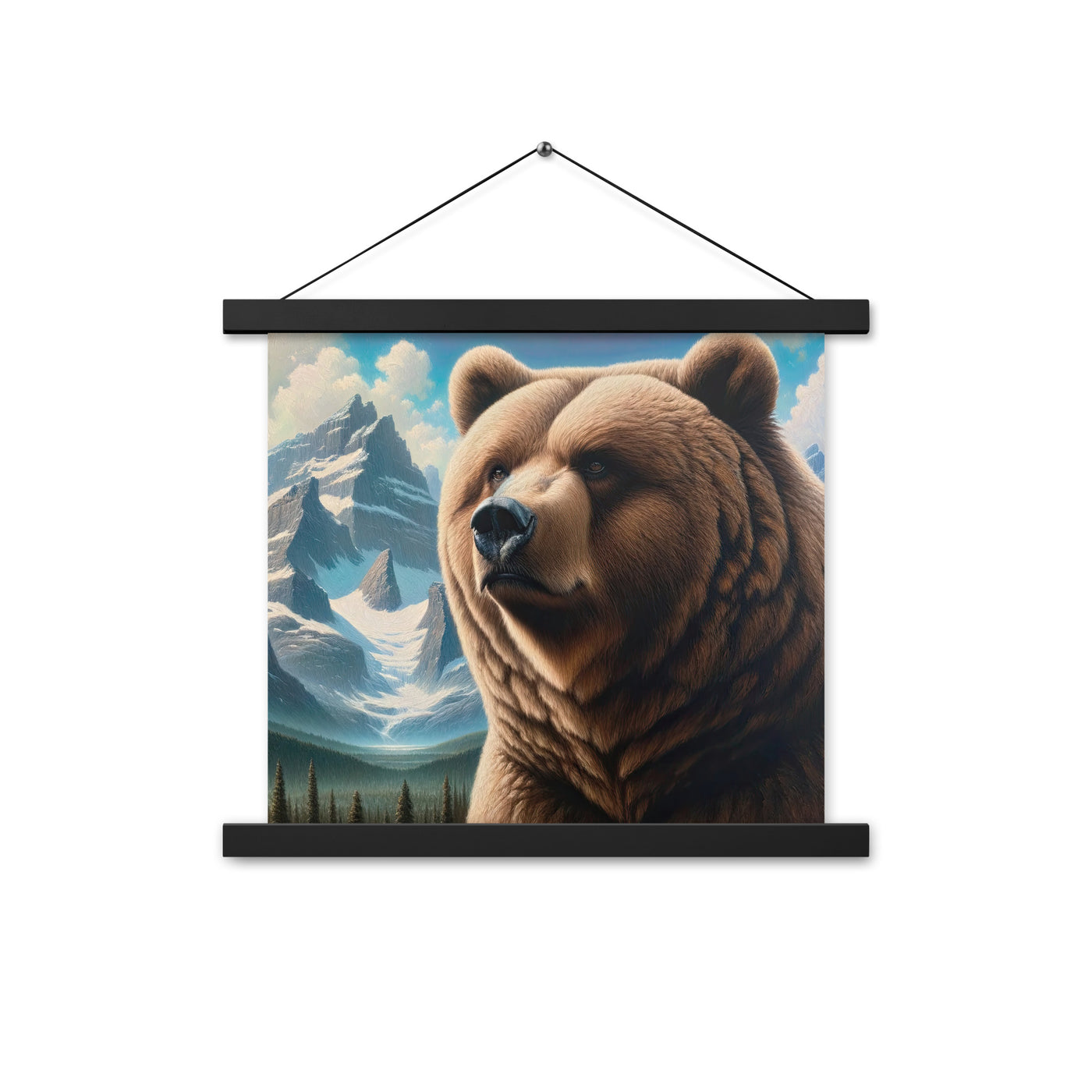 Realistisches Ölgemälde eines männlichen Bären in den Bergen mit Fokus auf Stärke und Schärfe - Enhanced Matte Paper Poster With Hanger camping xxx yyy zzz 35.6 x 35.6 cm