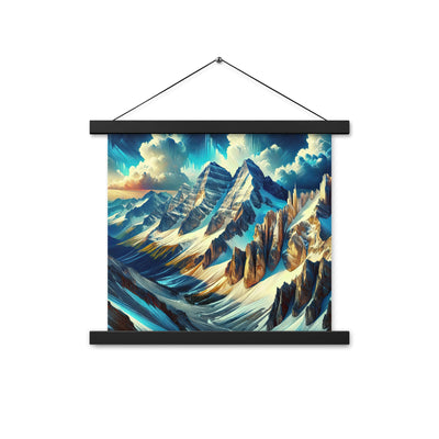 Majestätische Alpen in zufällig ausgewähltem Kunststil - Premium Poster mit Aufhängung berge xxx yyy zzz 35.6 x 35.6 cm