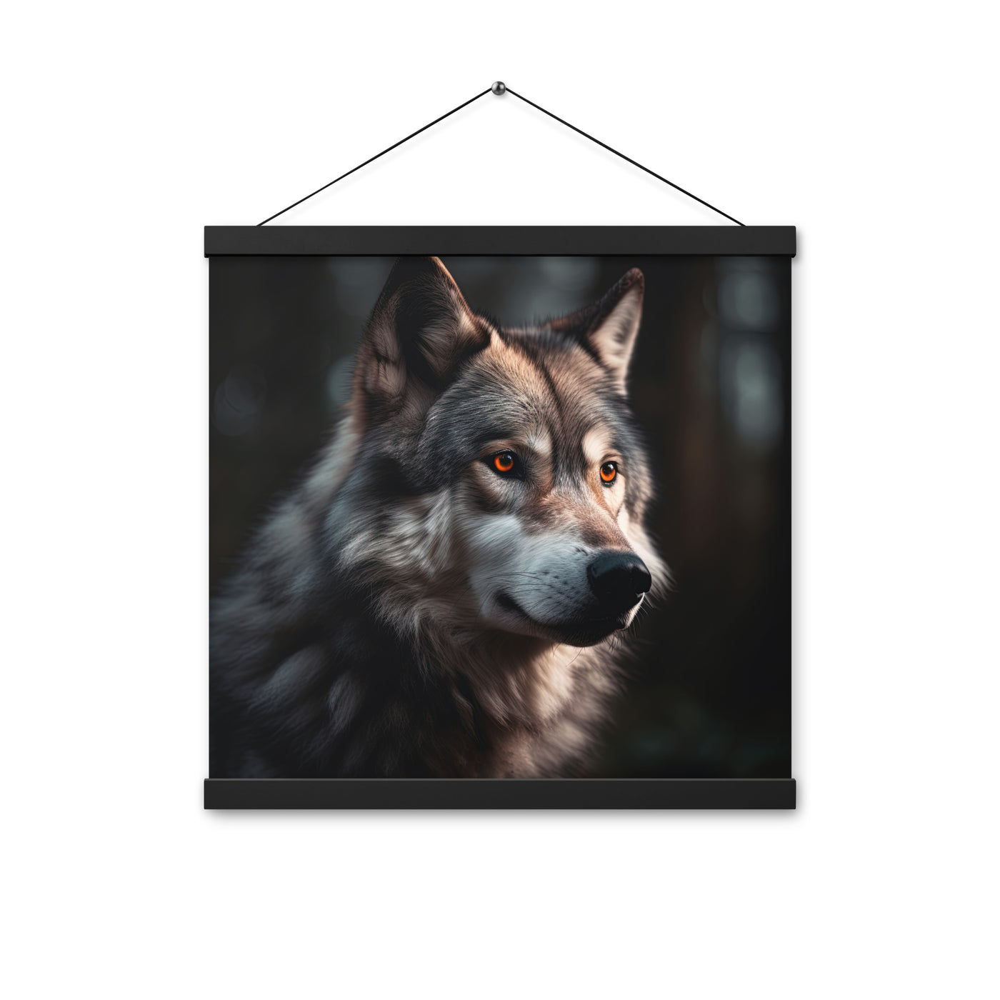 Wolf Porträt - Fotorealistische Malerei - Premium Poster mit Aufhängung camping xxx 40.6 x 40.6 cm