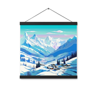 Berge und Schnee - Landschaft - Premium Poster mit Aufhängung ski xxx 40.6 x 40.6 cm