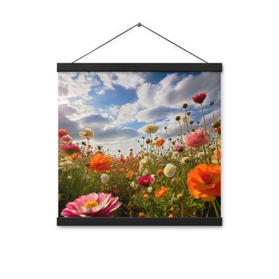 Blumenfeld und Sonnenschein - Premium Poster mit Aufhängung camping xxx 40.6 x 40.6 cm